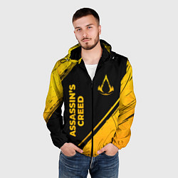Ветровка с капюшоном мужская Assassins Creed - gold gradient: надпись, символ, цвет: 3D-черный — фото 2