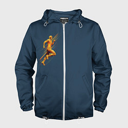 Ветровка с капюшоном мужская Золотой бегущий человек, цвет: 3D-белый