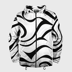 Ветровка с капюшоном мужская Анималистическая абстракция зебры, цвет: 3D-черный