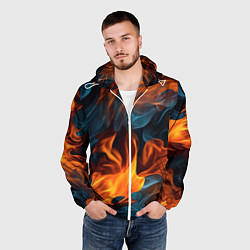 Ветровка с капюшоном мужская Пламя огня, цвет: 3D-белый — фото 2