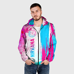 Ветровка с капюшоном мужская Nirvana neon gradient style: по-вертикали, цвет: 3D-черный — фото 2