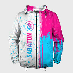 Ветровка с капюшоном мужская Sabaton neon gradient style: по-вертикали, цвет: 3D-черный