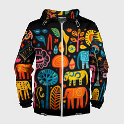 Мужская ветровка Африканский узор со слонами - нейросеть