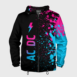 Ветровка с капюшоном мужская AC DC - neon gradient по-вертикали, цвет: 3D-черный