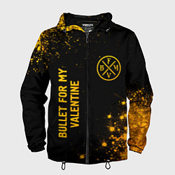 Ветровка с капюшоном мужская Bullet For My Valentine - gold gradient вертикальн, цвет: 3D-черный