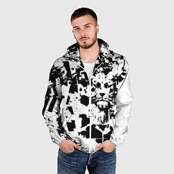 Ветровка с капюшоном мужская Морда льва - абстракция, цвет: 3D-белый — фото 2