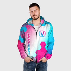 Ветровка с капюшоном мужская Changan neon gradient style вертикально, цвет: 3D-черный — фото 2