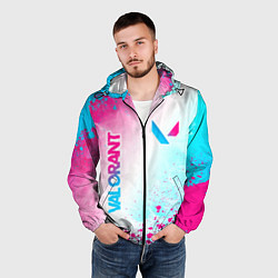 Ветровка с капюшоном мужская Valorant neon gradient style вертикально, цвет: 3D-черный — фото 2