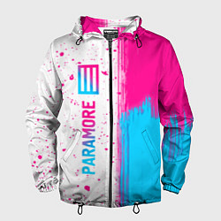Ветровка с капюшоном мужская Paramore neon gradient style по-вертикали, цвет: 3D-черный