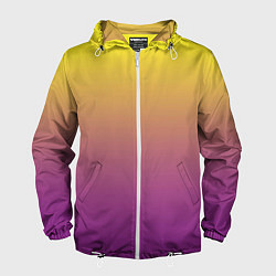 Ветровка с капюшоном мужская Желто-фиолетовый градиент, цвет: 3D-белый