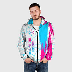 Ветровка с капюшоном мужская Bring Me the Horizon neon gradient style по-вертик, цвет: 3D-черный — фото 2