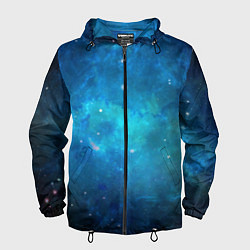 Ветровка с капюшоном мужская Голубой космос, цвет: 3D-черный
