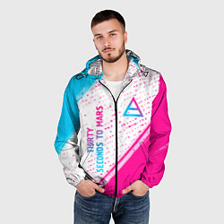 Ветровка с капюшоном мужская Thirty Seconds to Mars neon gradient style вертика, цвет: 3D-черный — фото 2