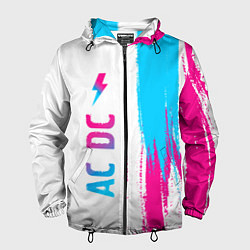 Ветровка с капюшоном мужская AC DC neon gradient style по-вертикали, цвет: 3D-черный