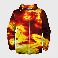 Ветровка с капюшоном мужская Огненное безумие, цвет: 3D-белый
