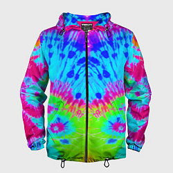 Ветровка с капюшоном мужская Tie-Dye abstraction, цвет: 3D-черный