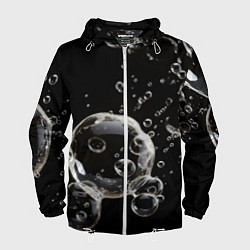 Ветровка с капюшоном мужская Пузыри на черном, цвет: 3D-белый