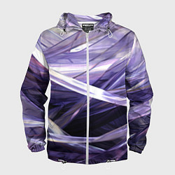 Ветровка с капюшоном мужская Фиолетовые прозрачные полосы, цвет: 3D-белый