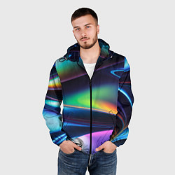 Ветровка с капюшоном мужская Голографический материал, цвет: 3D-черный — фото 2