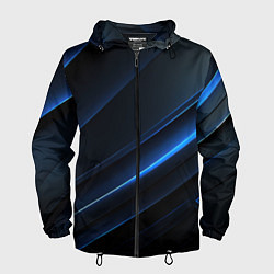 Ветровка с капюшоном мужская Темно-синий абстрактный фон абстракция, цвет: 3D-черный