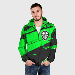 Ветровка с капюшоном мужская Leeds United sport green, цвет: 3D-черный — фото 2