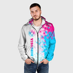 Ветровка с капюшоном мужская Borussia neon gradient style по-вертикали, цвет: 3D-черный — фото 2