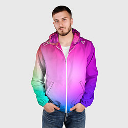 Ветровка с капюшоном мужская Colorful gradient, цвет: 3D-белый — фото 2