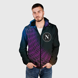 Ветровка с капюшоном мужская Napoli футбольная сетка, цвет: 3D-черный — фото 2