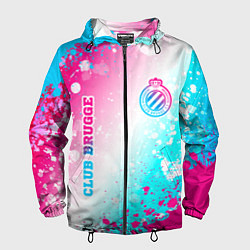 Ветровка с капюшоном мужская Club Brugge neon gradient style вертикально, цвет: 3D-черный