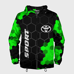 Ветровка с капюшоном мужская Toyota green sport hexagon, цвет: 3D-черный