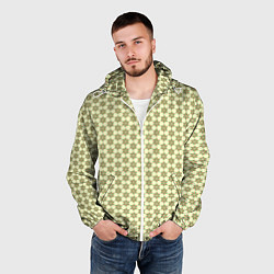 Ветровка с капюшоном мужская Паттерн разноцветные звездочки, цвет: 3D-белый — фото 2