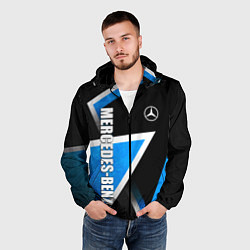 Ветровка с капюшоном мужская Mercedes - blue metal, цвет: 3D-черный — фото 2