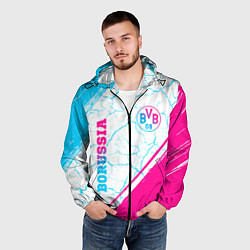 Ветровка с капюшоном мужская Borussia neon gradient style вертикально, цвет: 3D-черный — фото 2