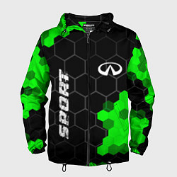 Ветровка с капюшоном мужская Infiniti green sport hexagon, цвет: 3D-черный