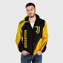 Ветровка с капюшоном мужская Juventus - gold gradient вертикально, цвет: 3D-черный — фото 2