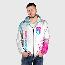 Ветровка с капюшоном мужская Atletico Madrid neon gradient style вертикально, цвет: 3D-черный — фото 2