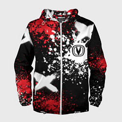 Ветровка с капюшоном мужская Логотип Чанган на фоне брызг красок, цвет: 3D-белый