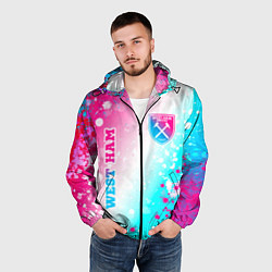 Ветровка с капюшоном мужская West Ham neon gradient style вертикально, цвет: 3D-черный — фото 2