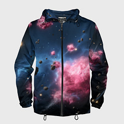 Ветровка с капюшоном мужская Абстрактные вселенная космос, цвет: 3D-черный