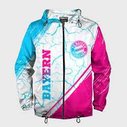 Ветровка с капюшоном мужская Bayern neon gradient style вертикально, цвет: 3D-черный