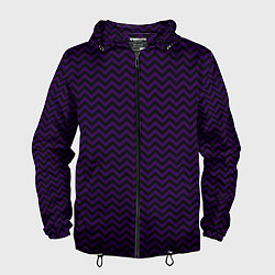 Ветровка с капюшоном мужская Чёрно-фиолетовый ломаные полосы, цвет: 3D-черный