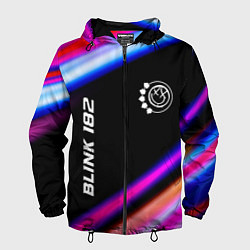 Ветровка с капюшоном мужская Blink 182 neon rock lights, цвет: 3D-черный