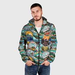 Ветровка с капюшоном мужская Adventure stickers, цвет: 3D-черный — фото 2