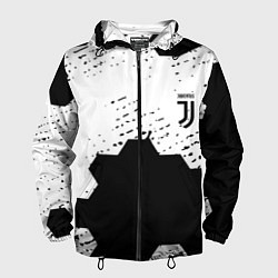 Ветровка с капюшоном мужская Juventus hexagon black sport, цвет: 3D-черный