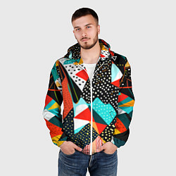 Ветровка с капюшоном мужская Abstract patchwork - ai art, цвет: 3D-белый — фото 2