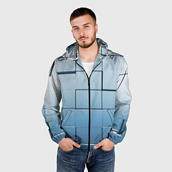 Ветровка с капюшоном мужская Текстура кубы выпуклые, цвет: 3D-черный — фото 2