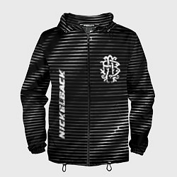 Ветровка с капюшоном мужская Nickelback metal rock lines, цвет: 3D-черный