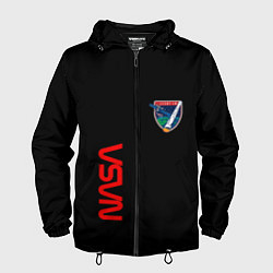 Ветровка с капюшоном мужская Nasa space logo steel, цвет: 3D-черный