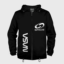 Ветровка с капюшоном мужская Nasa space logo white, цвет: 3D-черный