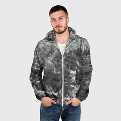 Ветровка с капюшоном мужская Абстракция - серый дым, цвет: 3D-белый — фото 2